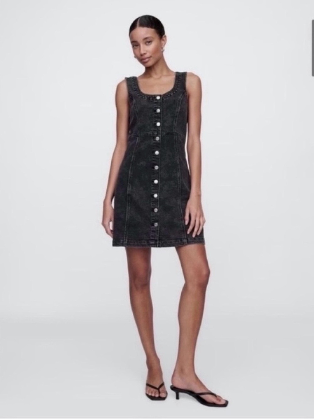 ❤️ NWT! GAP Black Denim Button-Front Dress - Size Large
